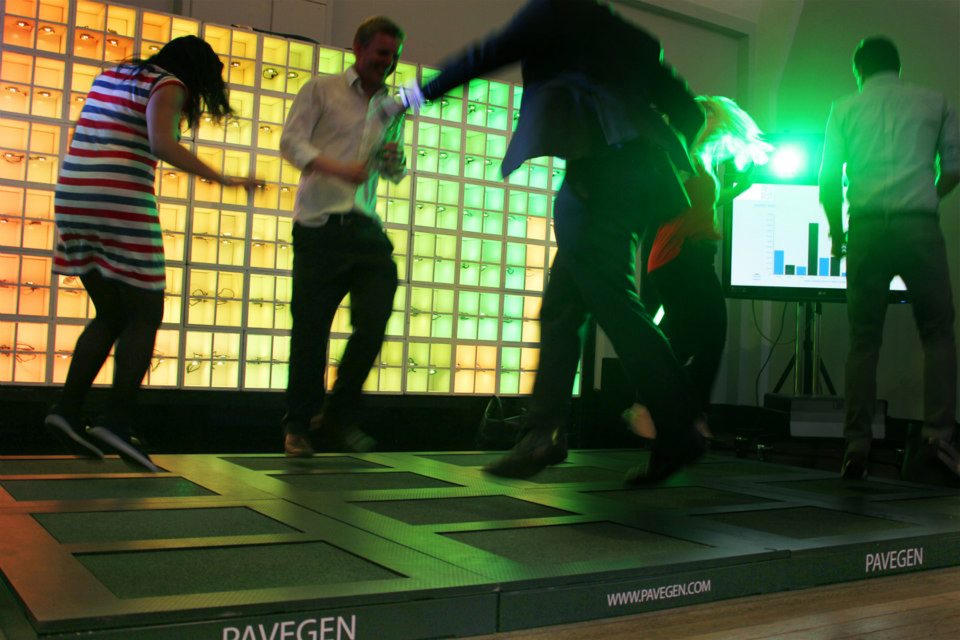 interactive floor footsteps converting electricity