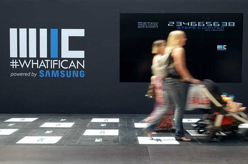 interactive floor footsteps converting electricity