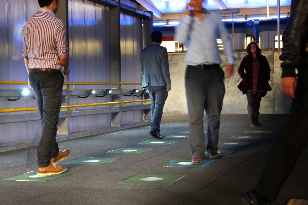 interactive floor footsteps converting electricity
