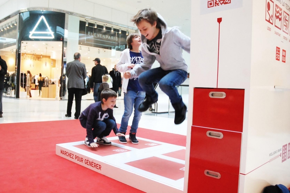 interactive floor footsteps converting electricity