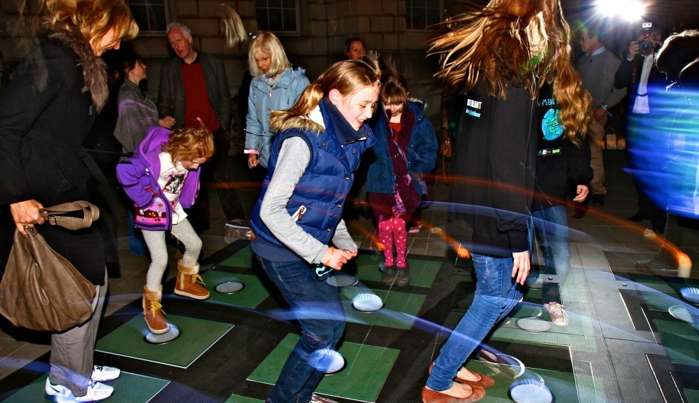 interactive floor footsteps converting electricity