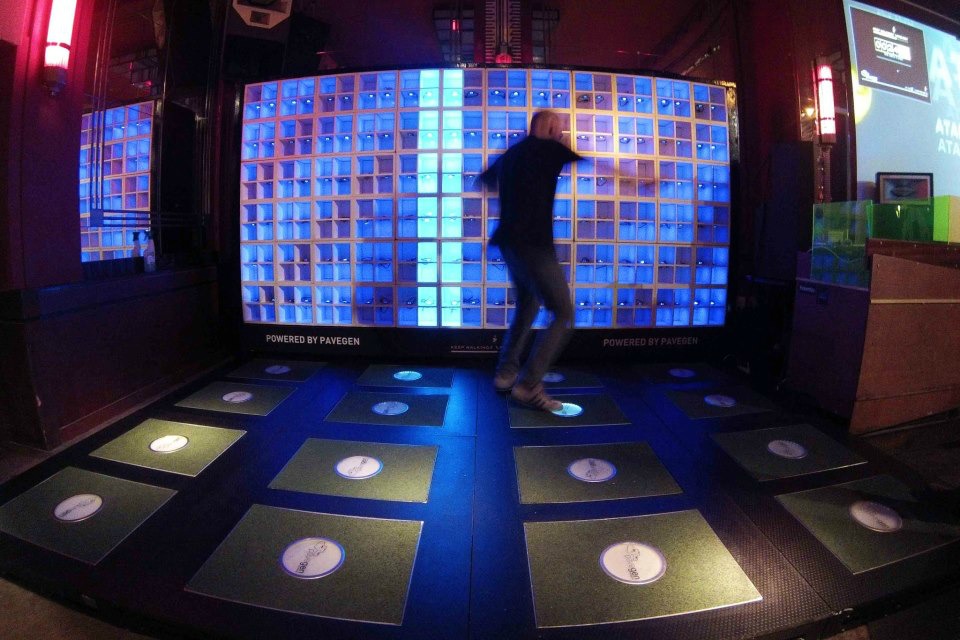 interactive floor footsteps converting electricity